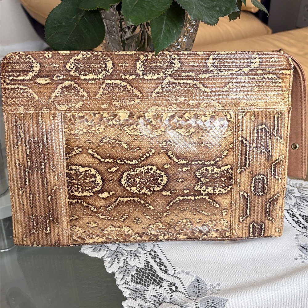 VINTAGE RONORA GENUINE SNAKESKIN&LEATHER CLUTCH - Picture 2 of 7